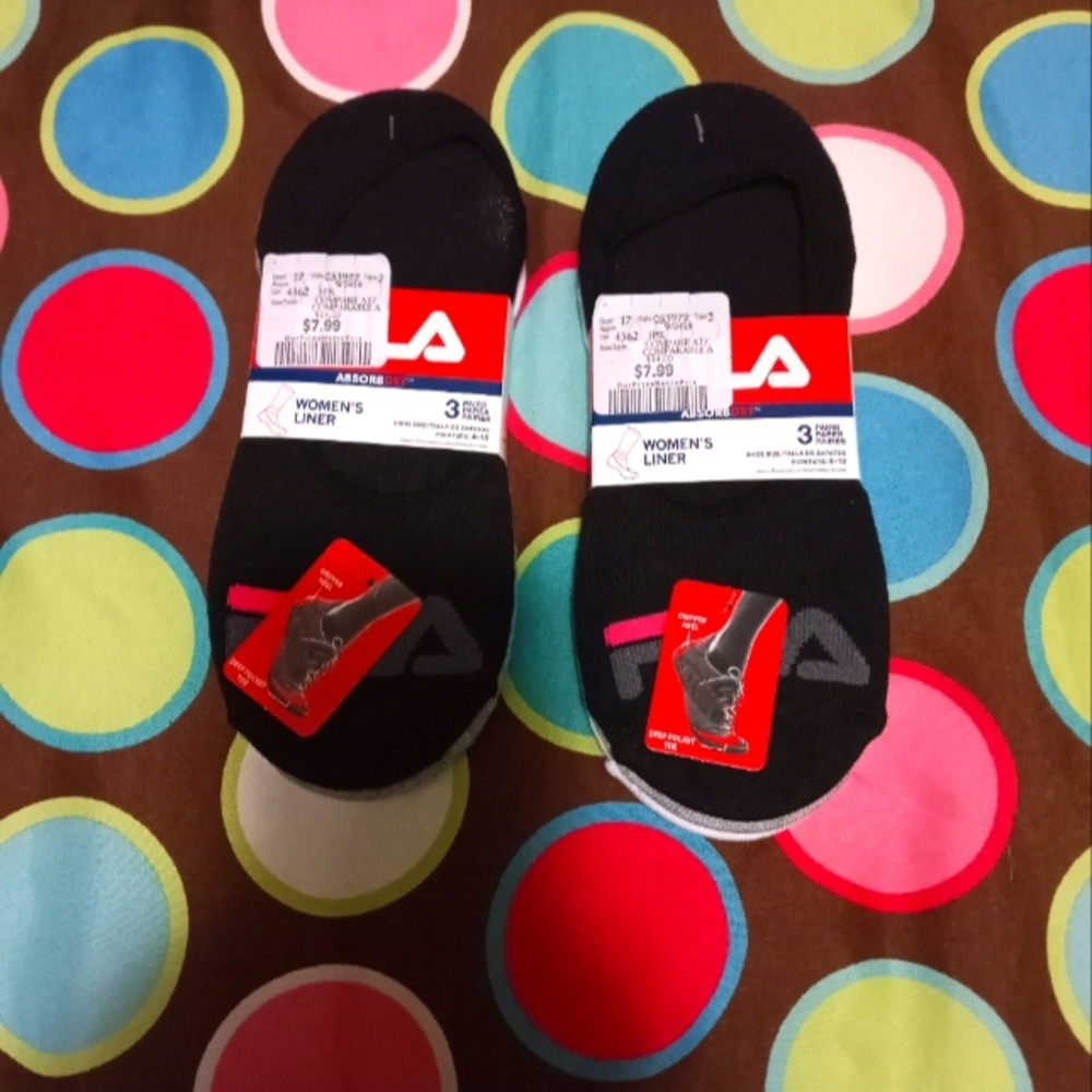 FILA liner socks. 2 sets of 3. NWT.